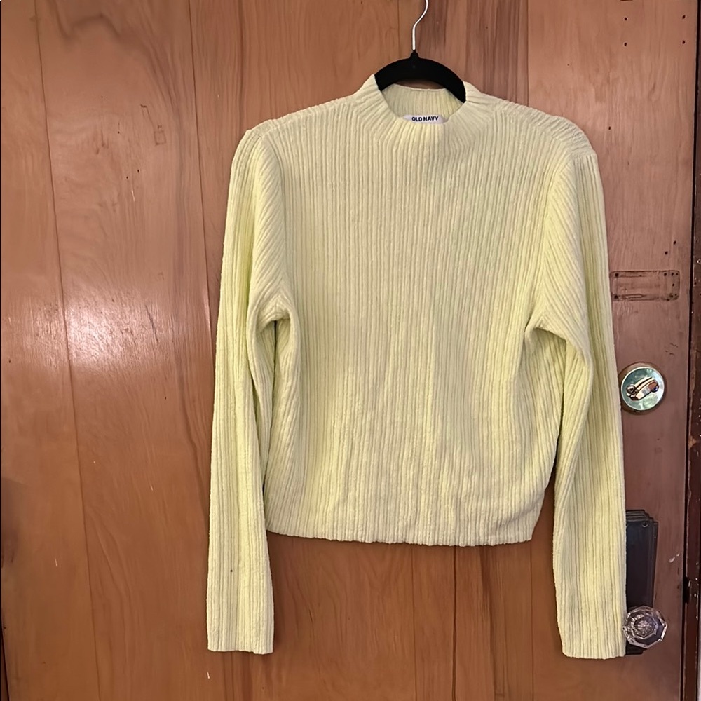 Old Navy Yellow Turtleneck Sweater with Ribbed Texture